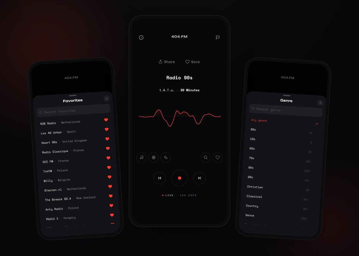 Приложения 404.FM для iOS и Android