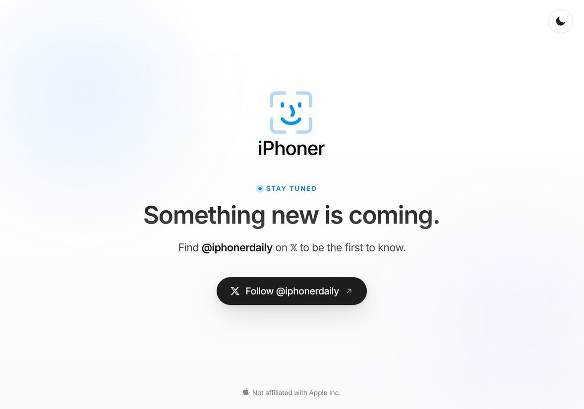 Страница Coming Soon для iPhoner 2.0