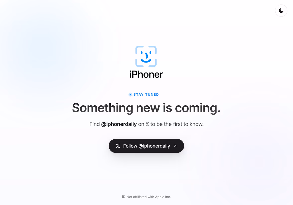 Coming Soon page for iPhoner 2.0