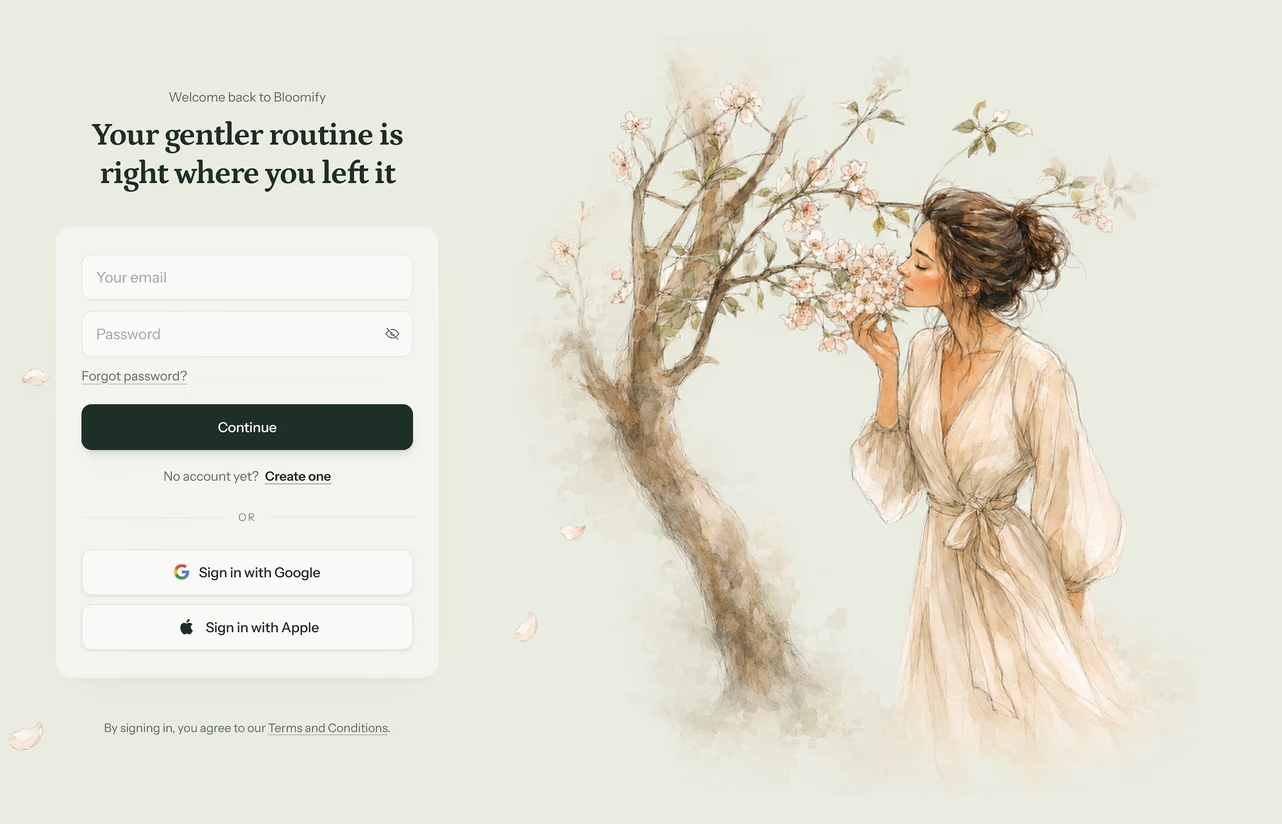 Sign-in page for Bloomify